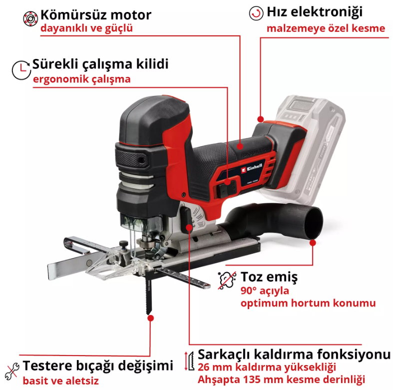 Einhell TP-JST 18/135 Lİ BL Solo Dekupaj Testere 4321265Dekupaj Testereler Ve Aksesuarları