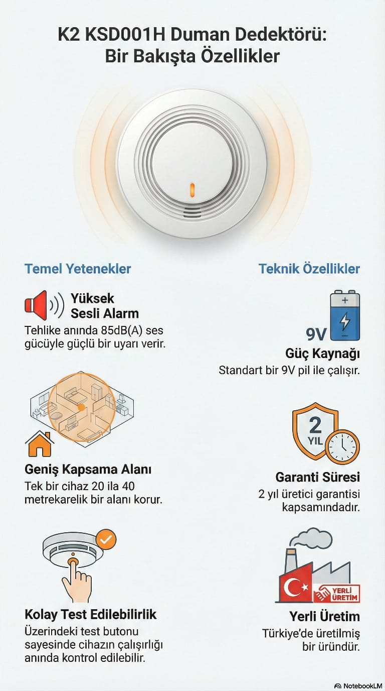 K2 Duman Ddedektörü KSD001HDuman Gaz Dedektörü