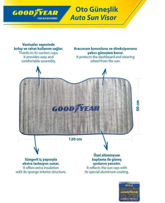 Goodyear Oto Güneşlik 401014Motosiklet Aksesuarları