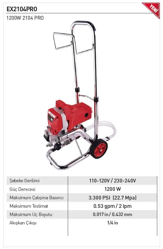 Euromax EX2104PRO Boya Püskürtme Makinası 1200WBoya Püskürtme Makineleri