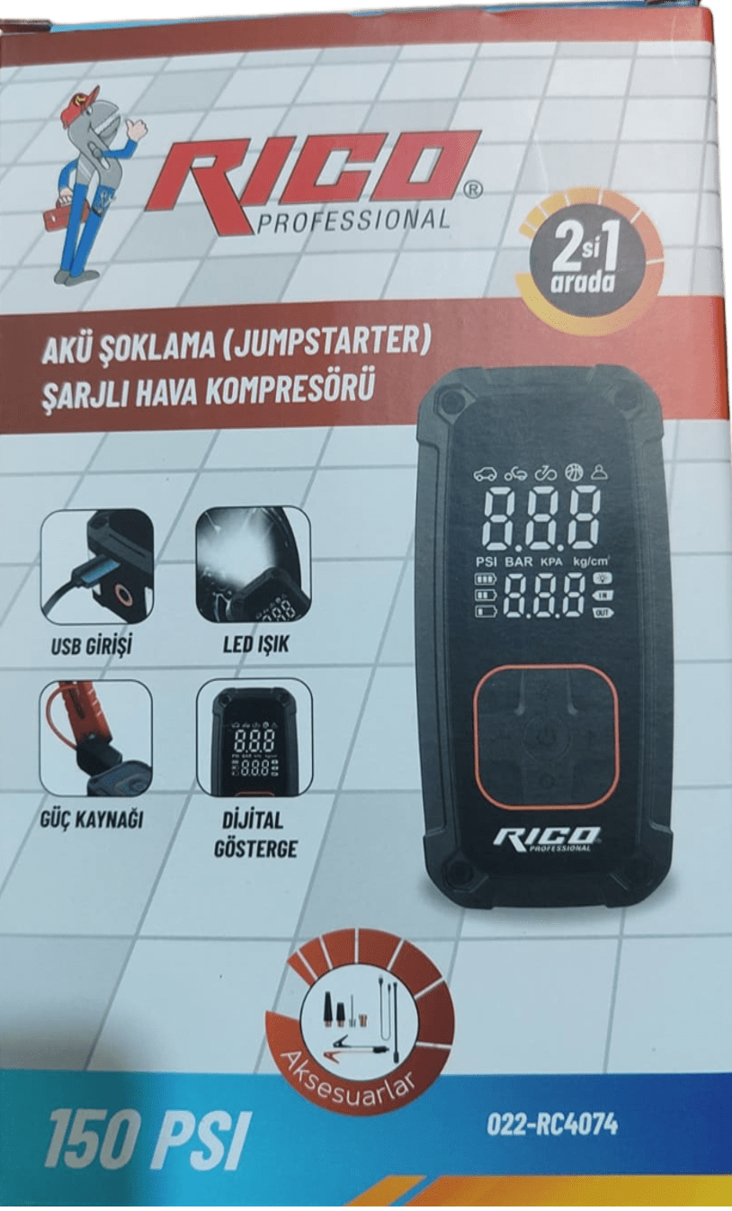 Rıco Akü Şoklama Ve Şarjlı Hava Kompresörü 022-RC4074Kompresörler