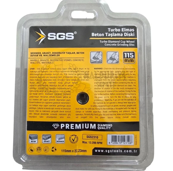 Sgs Turbo Elmas Beton Taşlama Diski 115 mm SGS2310Taşlamalar (Spiraller) Ve Aksesuarları