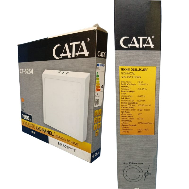 Cata Led Panel S/Ü Kare 18W Beyaz CT-5234BLed Panel Armatürler