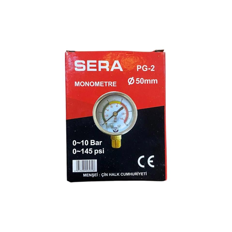 Sera PG-2 Monometre 50 MM 0-10 Bar Ölçüm Aletleri