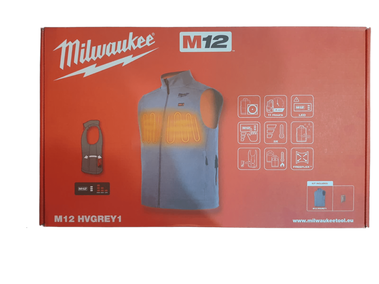 Milwaukee M12 Hvgrey 1-0 (L) Isıtmalı Yelek Gri 4932480102 Isıtıcılı Yelek