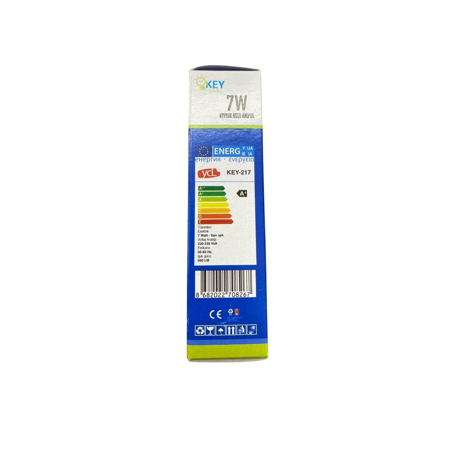 YCL Key-217 Kıvrık Buji Ampul 7W E14 GünışığıLed Ampuller