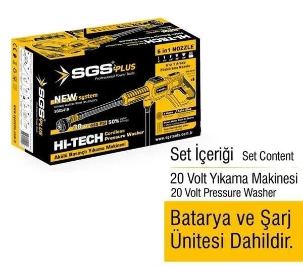 Sgs SGS5410 Basınçlı Yıkama Makinası 30 Bar 20V Akülü Oto Yıkama Makinaları