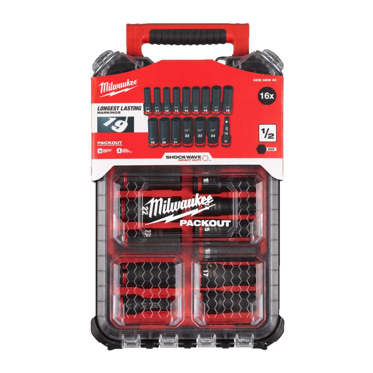 Milwaukee  Endüstriyel  SHW 1/2  Packout  Darbeli Lokma Seti 16 Adet 4932480943Lokma Setleri