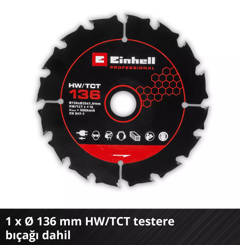 Einhell TP-CS 18/136-C Lİ Solu Mini Daire Testere 4331240Daire Testereler Ve Aksesuarları