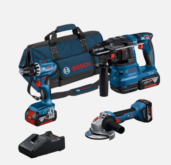Bosch Set 3'Lü Gsr18V-45+Gws18V-8+Gbh18V-22+3X4Ah Akü Taşlamalar (Spiraller) Ve Aksesuarları