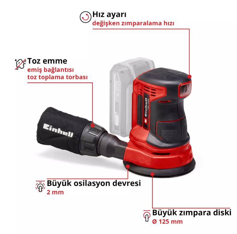 Einhell Te-Rs 18 Lİ-Solo Eksantrik Zımpara 4462010Eksantrik Zımparalar