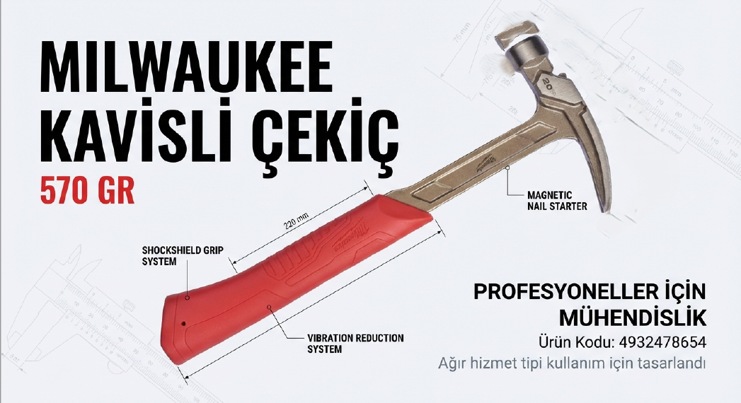 Milwaukee Kavisli Çekiç 570 GR 4932478654Çekiçler