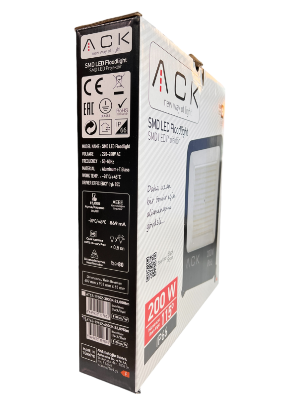Ack Led Projektör 200W Beyaz AT62-19632Led Panel Armatürler