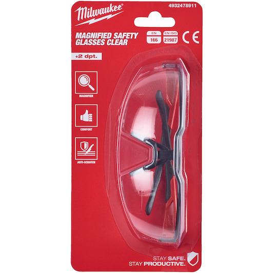 Milwaukee Şeffaf Koruyucu Gözlük +2 Büyüteç 4932478911Gözlükler