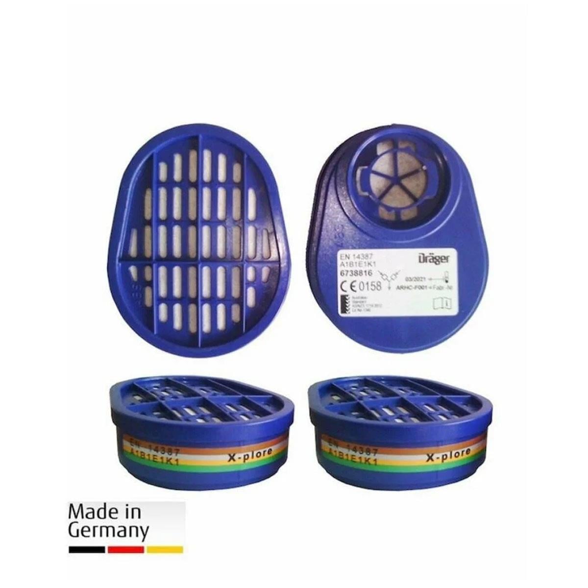 Drager 5500 X-Plore Tam Yüz Maskesi + 6738816 A1B1E1K1 FiltreMaskeler