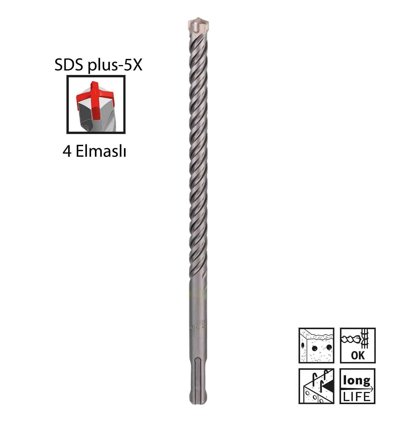 Bosch SDS Plus-5X 11 X 210 Mm Dört Elmaslı Matkap Ucu 2608833805Delme Uçları