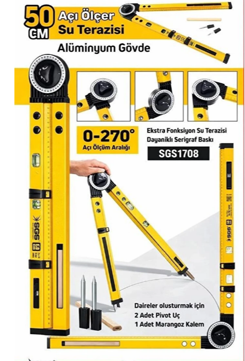 Sgs Açı Ölçer Su Terazisi 50 Cm SGS1708Su Terazileri