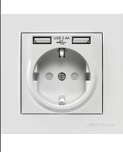 Mutlusan Rita Topraklı Priz 2*Usb Beyaz 22206190201Priz & Anahtar Çeşitleri
