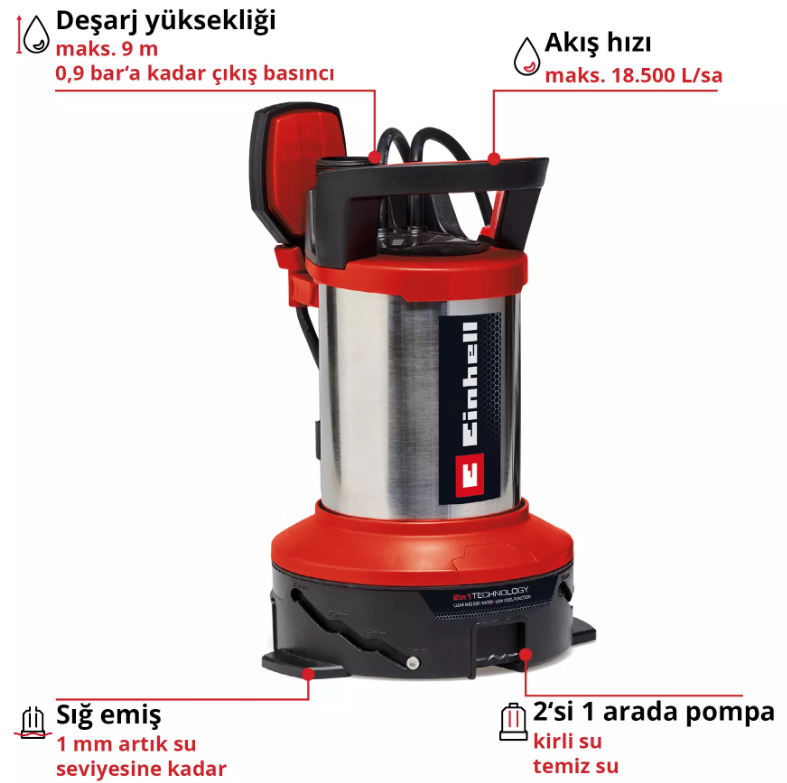 Einhell Ge-Dp 7535 N LL Eco Dalgıç Pompa Kirli Su 4181515Dalgıç ve Pompalar