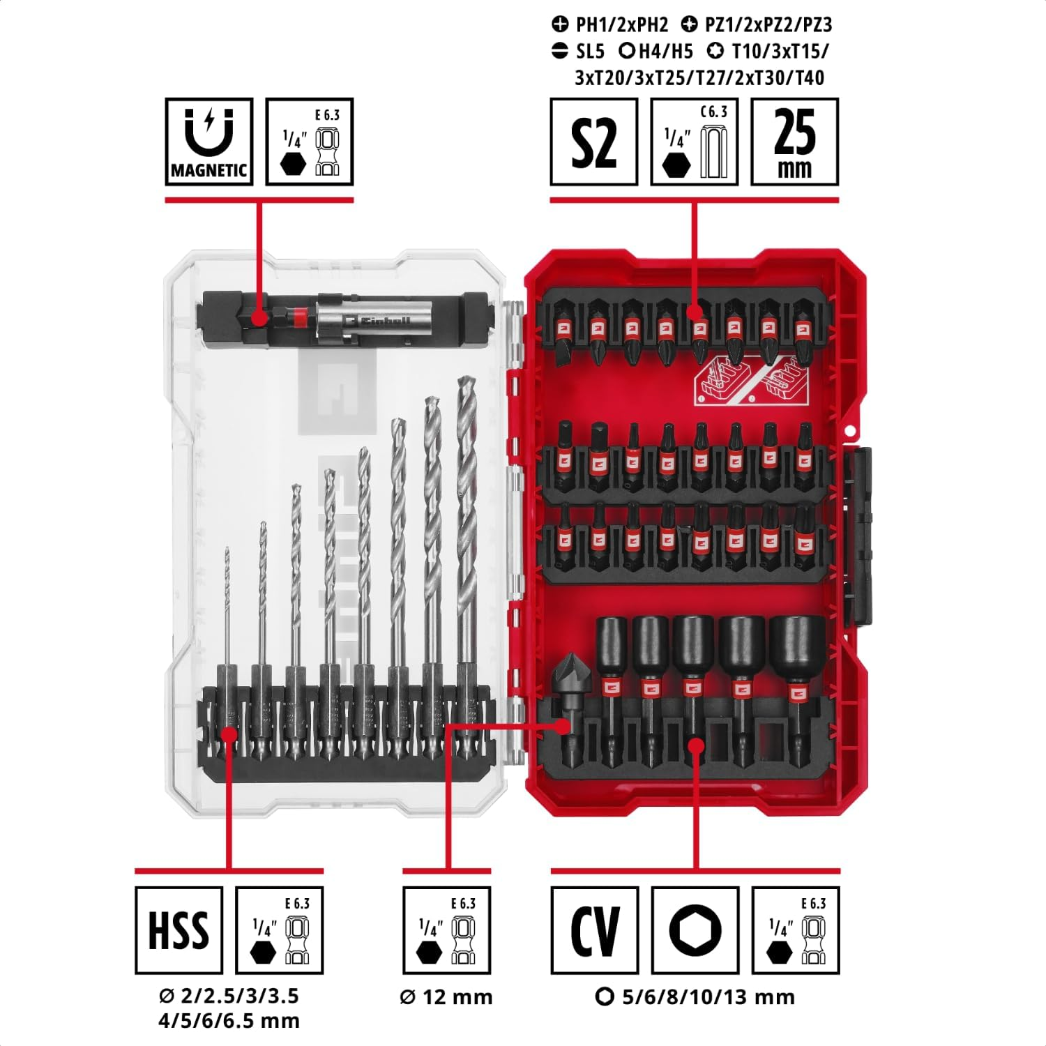 Einhell M-Case Kombi Matkap Uç Seti 39 Parça 108759Matkap Uçları