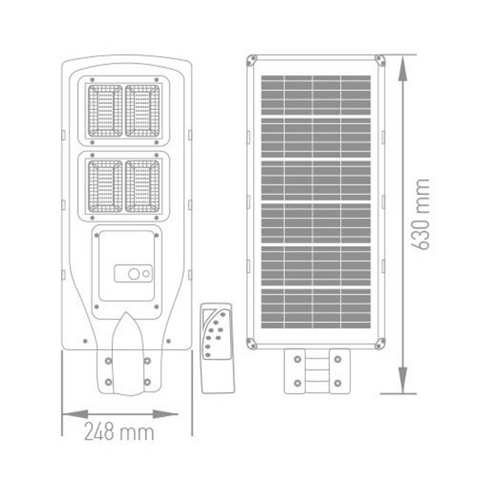ACK 120W Led Solar Sokak Armatürü 6500K Beyaz AT42-09131Led Panel Armatürler