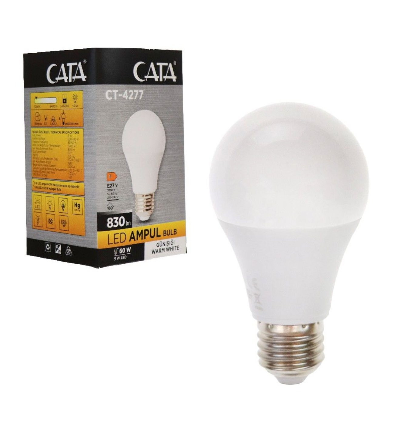 Cata Led Ampul 9W E27 Günışığı CT-4277GLed Ampuller