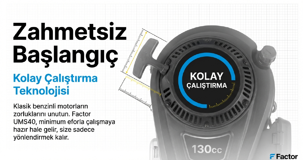 Factor Benzinli Çim Biçme Makinası Şanzımanlı 40 CM UMS40Benzinli Grup