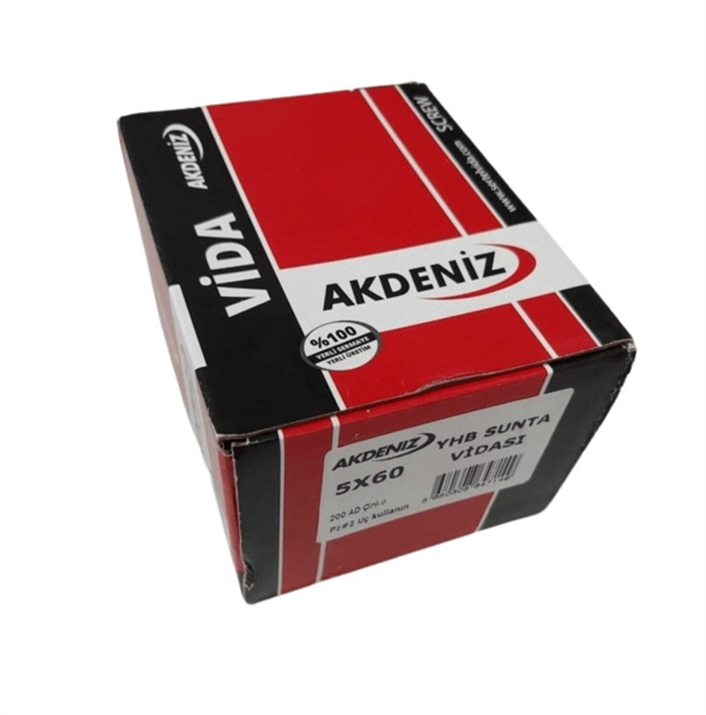Akdeniz Sunta Vidası 5.0X60 Çinko 200 AdetSunta Vidaları