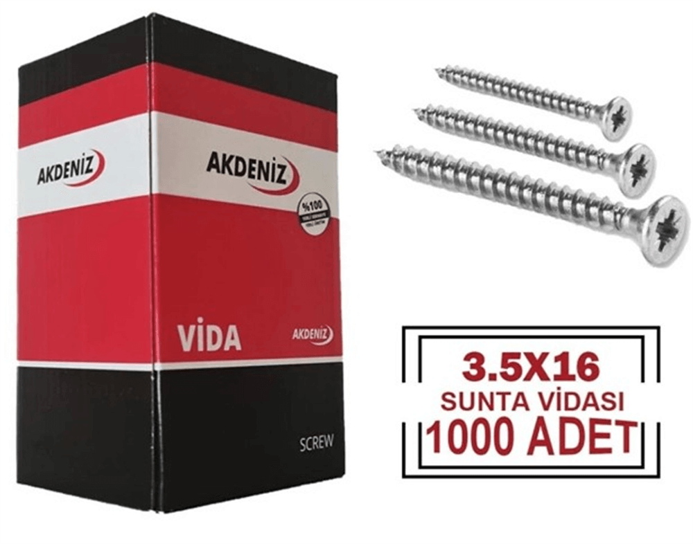 Akdeniz Sunta Vidası 5.0X60 Çinko 200 AdetSunta Vidaları