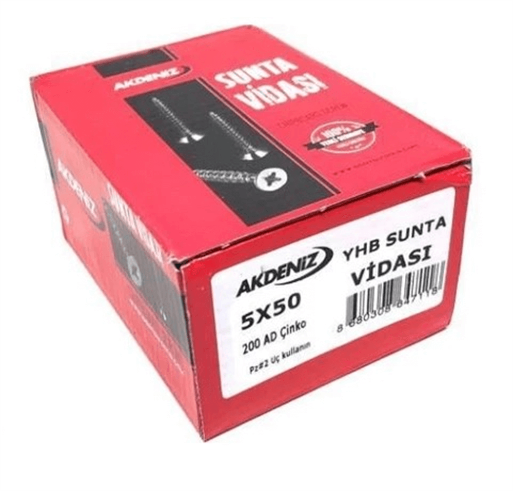 Akdeniz Sunta Vidası 5.0X60 Çinko 200 AdetSunta Vidaları