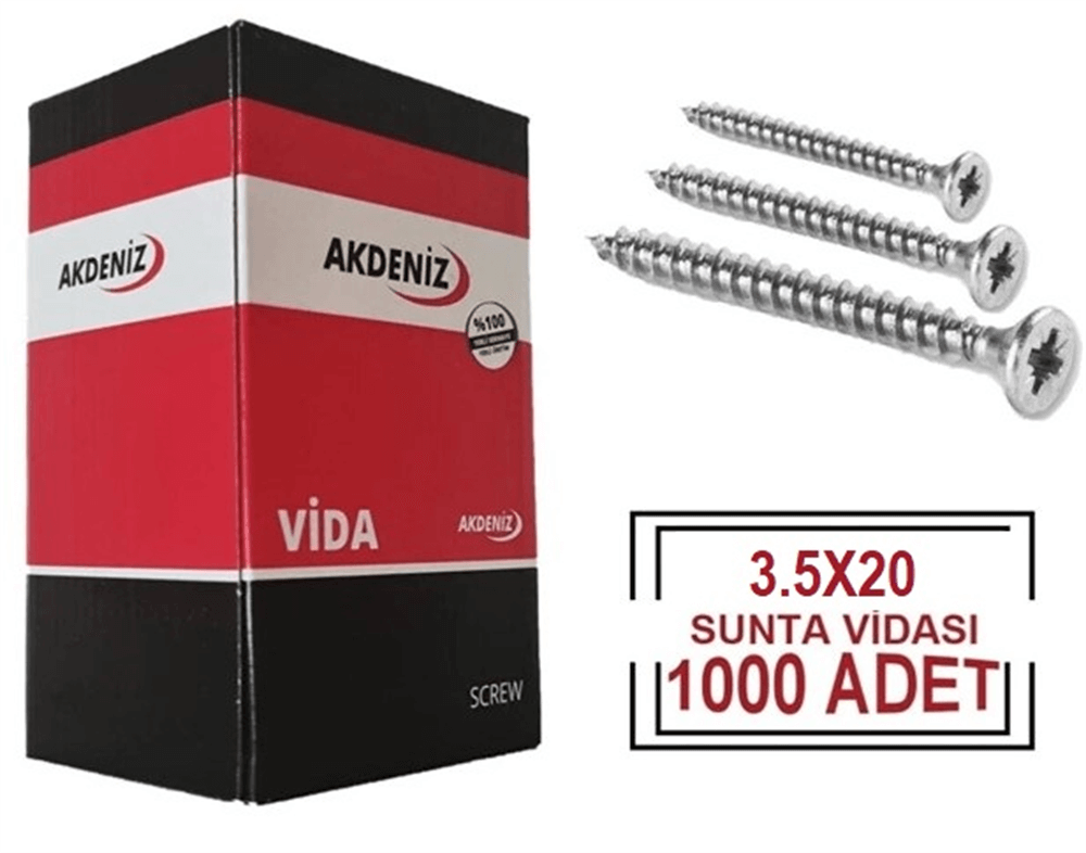 Akdeniz Sunta Vidası 5.0X60 Çinko 200 AdetSunta Vidaları