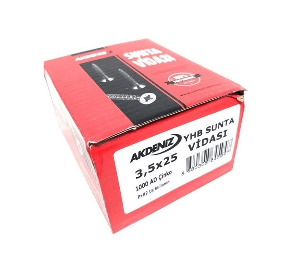 Akdeniz Sunta Vidası 5.0X60 Çinko 200 AdetSunta Vidaları