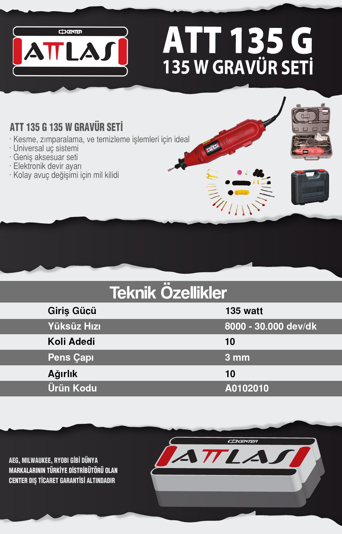 Atlas Mini Taşlama Ve Gravür Seti Att 135 GGravür ve Taşlama Setleri