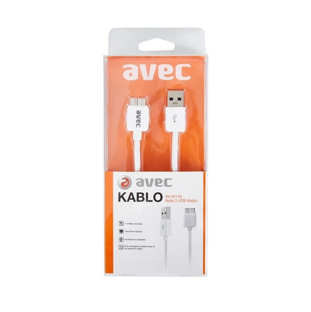Avec Av W116 Note3 1m KabloYedek Akü & Şarj Cihazları