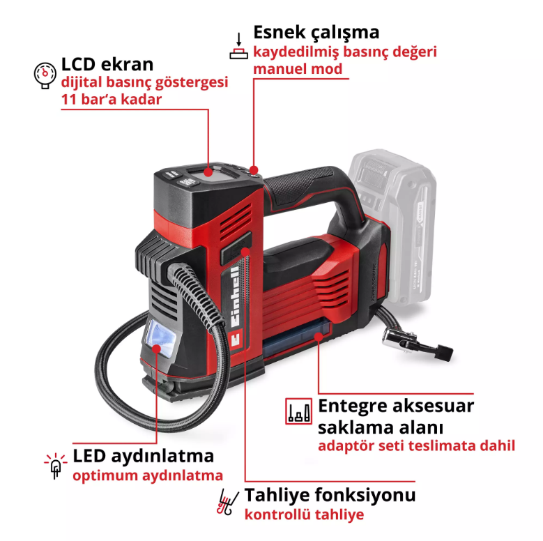 Einhell Ce-Cc 18/23 D Lİ - Solo Akülü Oto Hava Kompresörü 2071025Hava Tabancaları