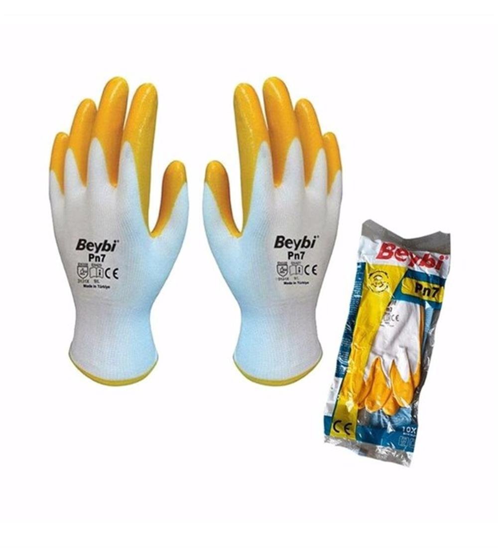 Beybi Polyemit Örme Eldiven Pn7 Beyaz-Sarı No:10XLEldivenler