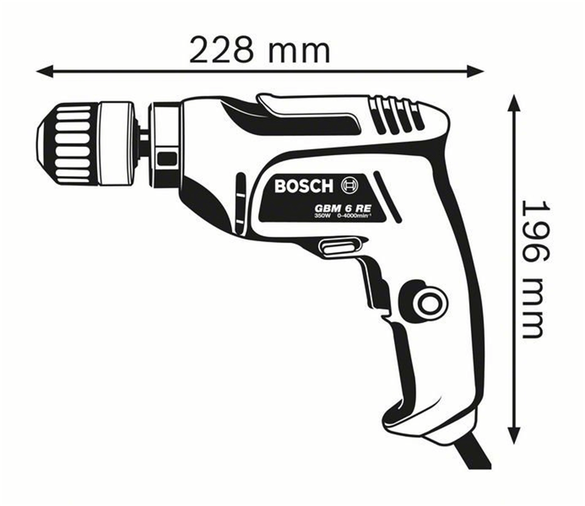Bosch GBM 6 RE Darbesiz Matkap Profesyonel 350 Watt