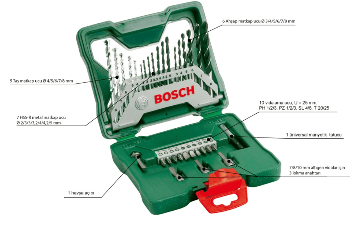 Bosch  X-Line Vidalama Ve Matkap Ucu Set 33 Parça 2607019325Matkap Uçları