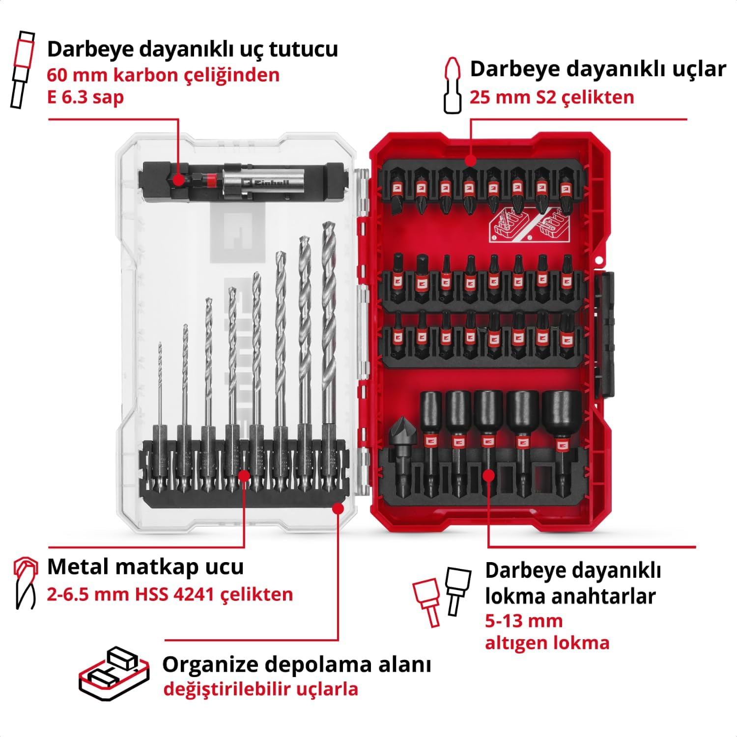 Einhell M-Case Kombi Matkap Uç Seti 39 Parça 108759Matkap Uçları