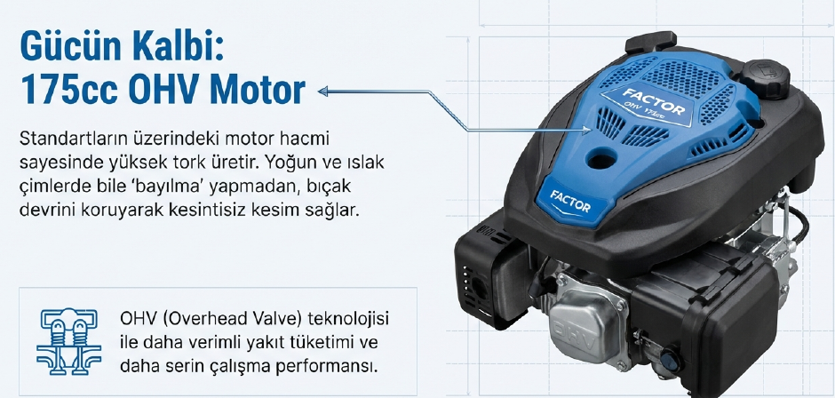 Factor Benzinli Çim Biçme Makinası Şanzımanlı 51 CM UMS51Benzinli Grup