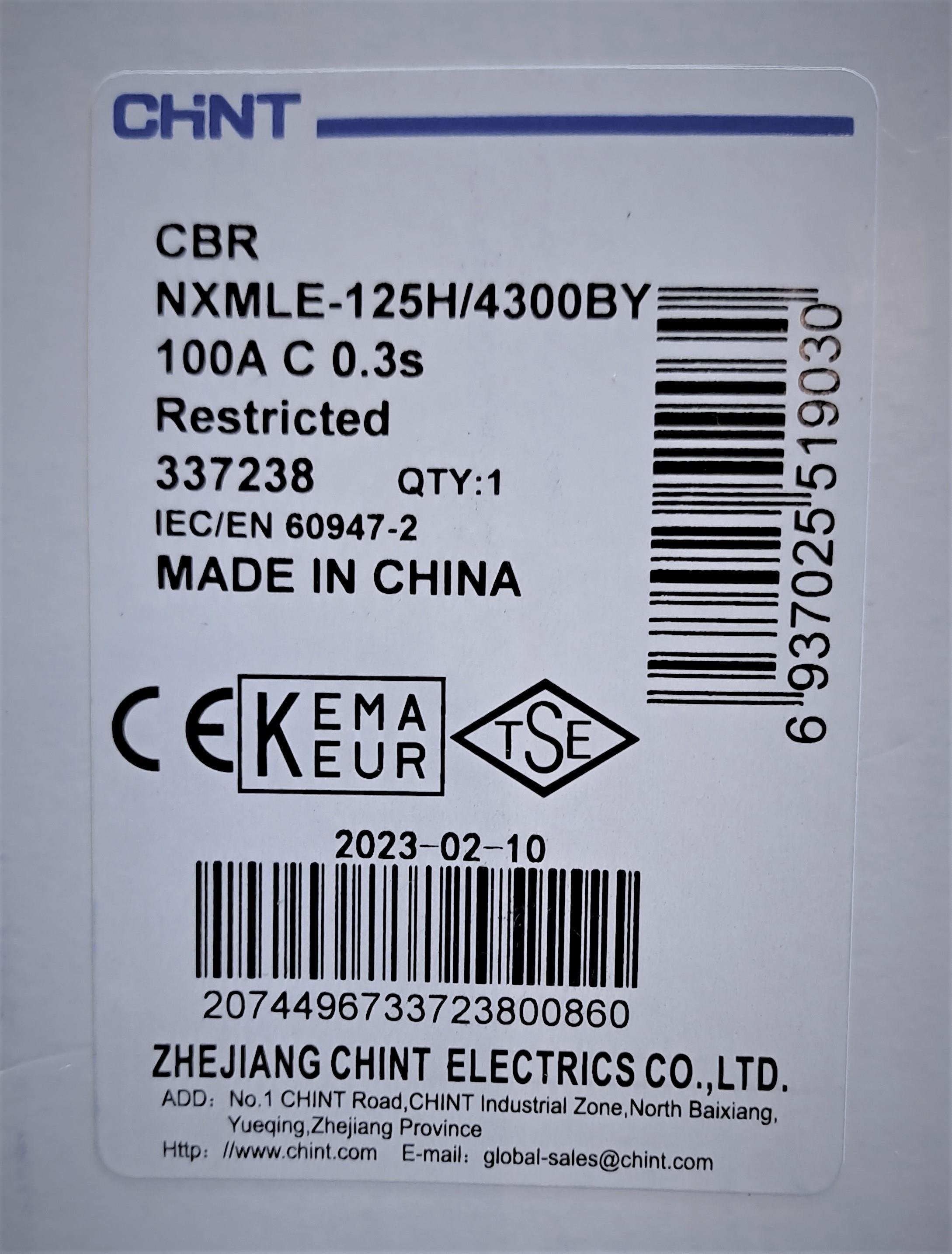 Chint NXM-250S/3300 Kompakt Şalter 3P 250A 36KA 131369Sigortalar