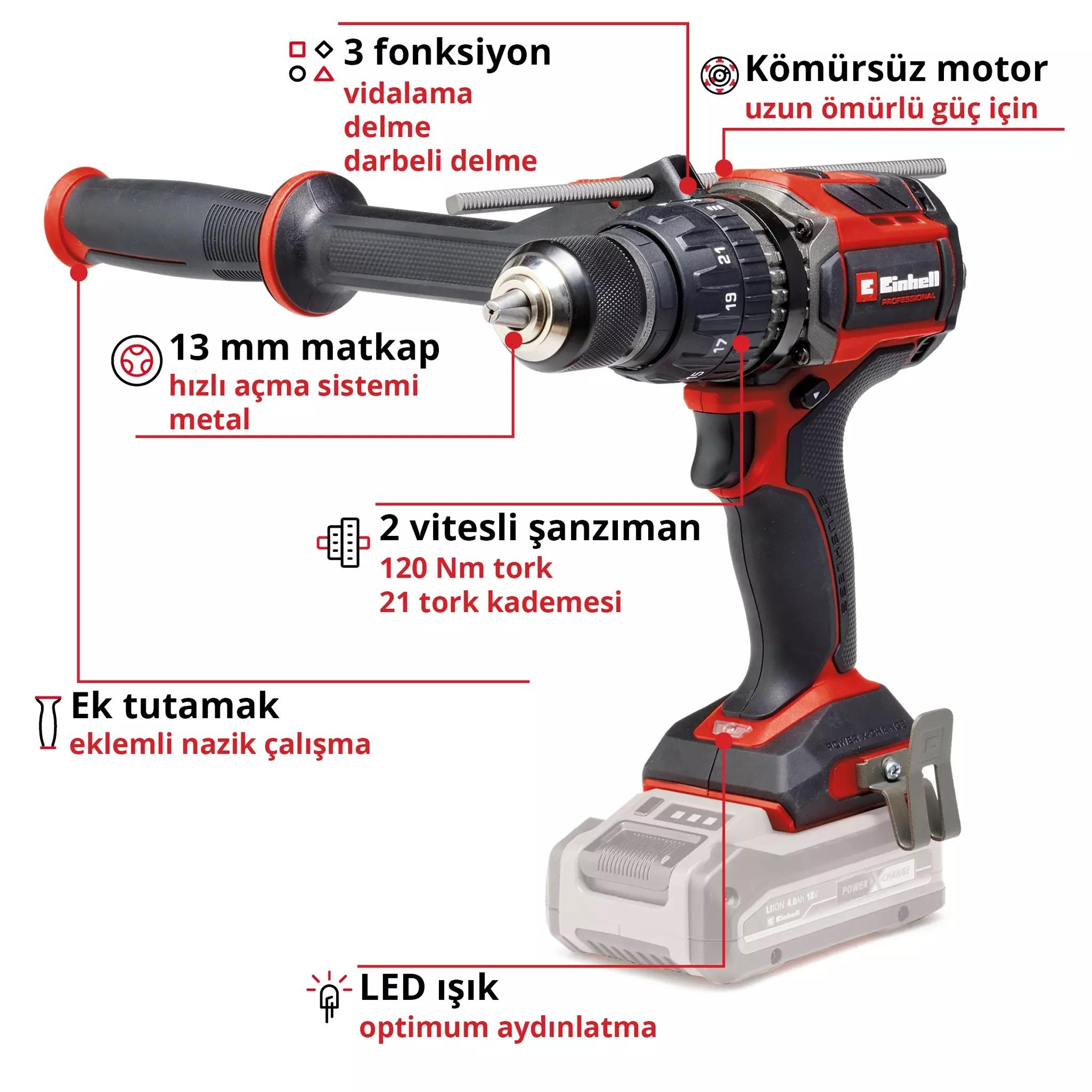 Einhell TP-CD 18/120 Lİ-İ BL Solo Darbeli Vidalama 4514310Akülü Darbeli Matkaplar