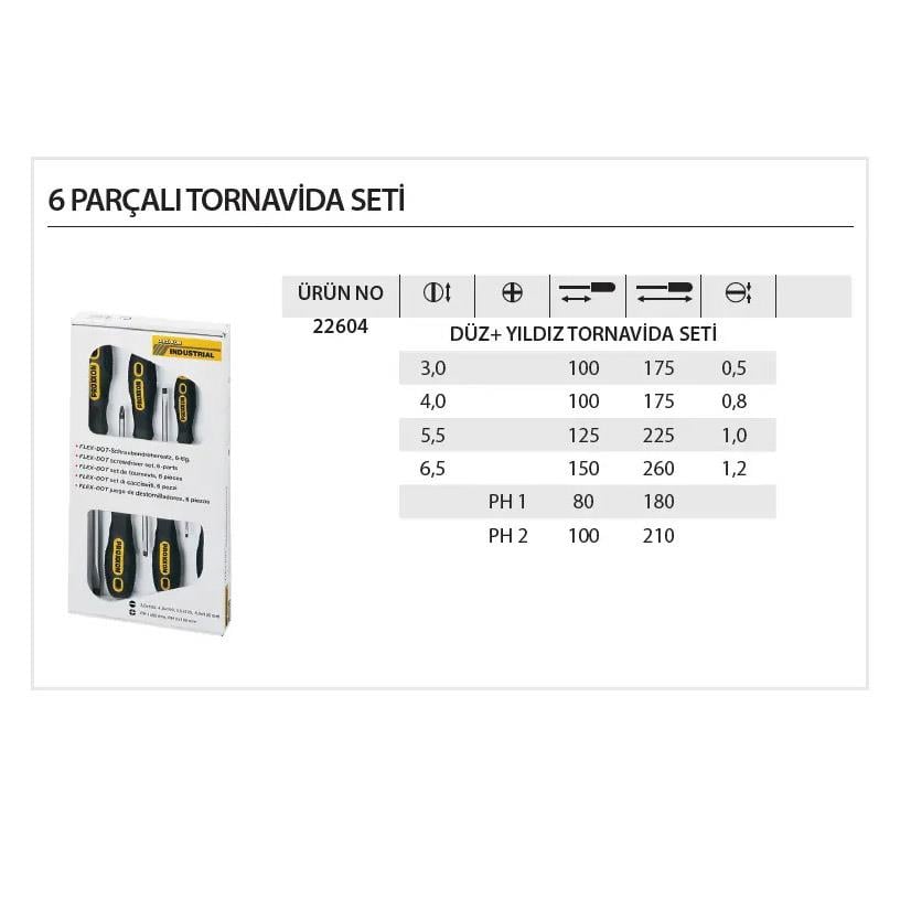 Proxxon 22604 Tornavida Seti Düz + Yıldız Uçlu 6 Parça Tornavidalar