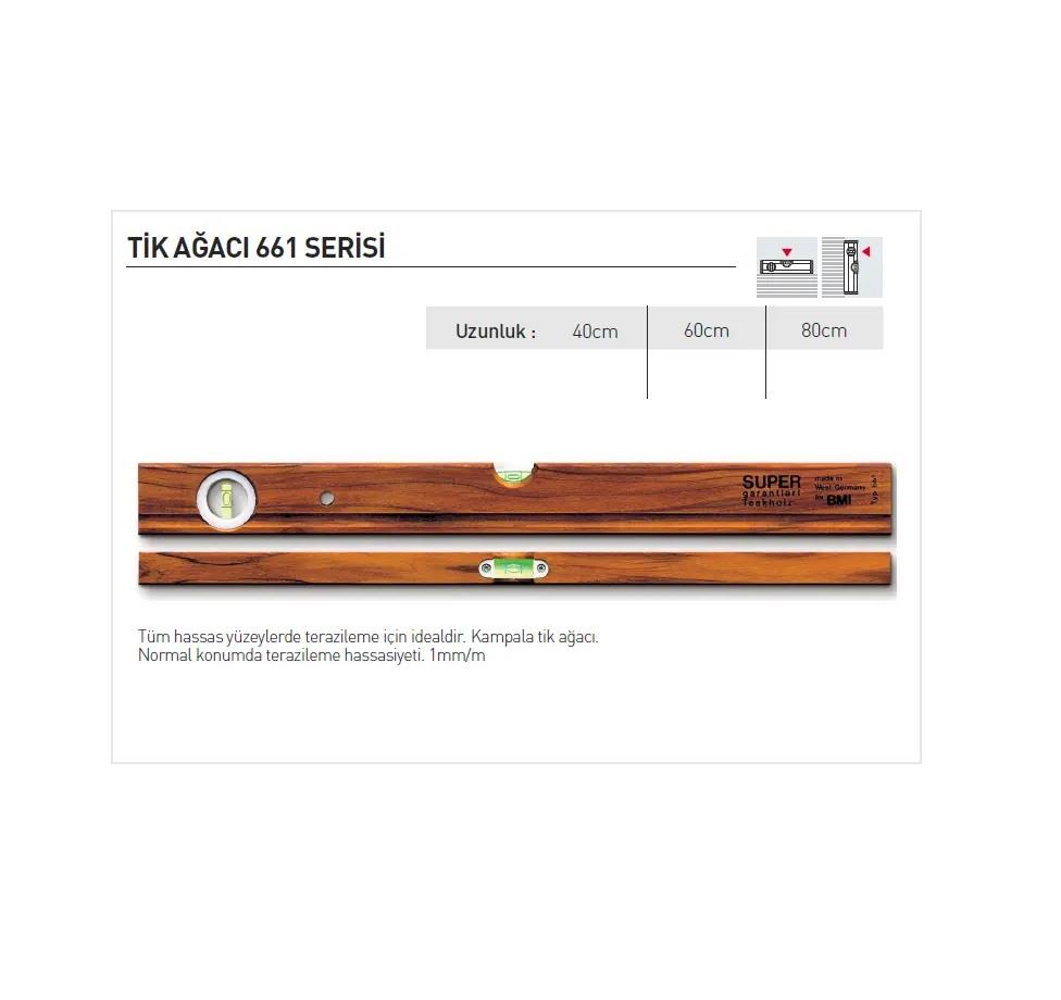BMI 661060 Ağaç Su Terazisi 60 CM Su Terazileri