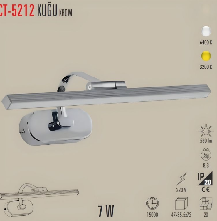 Cata Kuğu Ledli Aplik 7W Günışığı Ct-5212Led Grubu