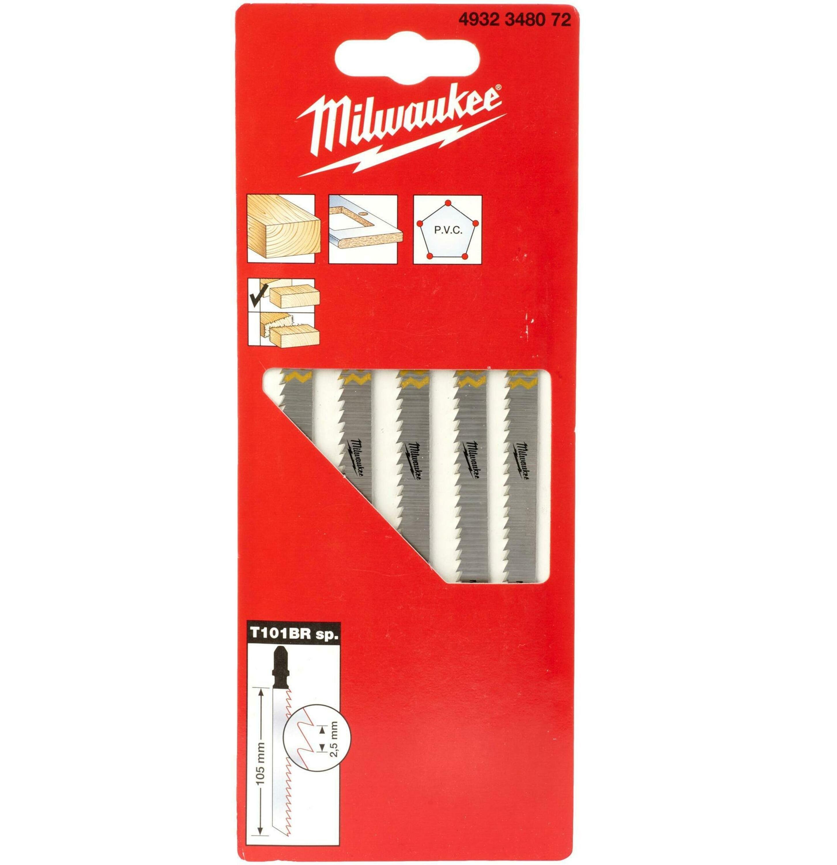 Milwaukee Dekupaj Bıçağı T101BR PK(5) 4932348072Dekupaj Testere Aksesuarları ve Bıçakları
