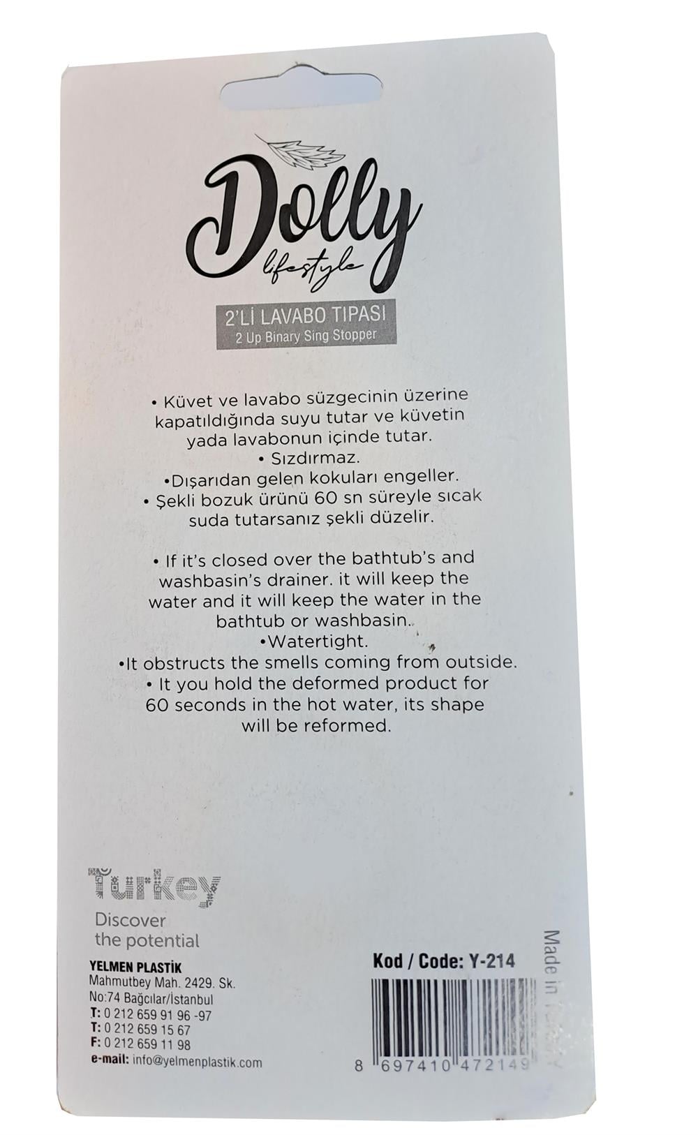 Dolly 2'li Lavabo Tıpası Y-214Hırdavat Ürünleri