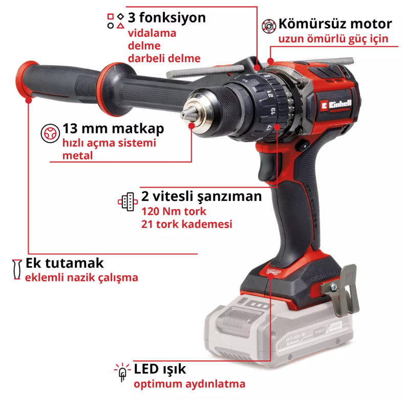 Einhell Tp-Cd 18/120 Lİ-İ BL +41 Solo Darbeli Vidalama 4514311Elektrikli Darbeli Matkaplar