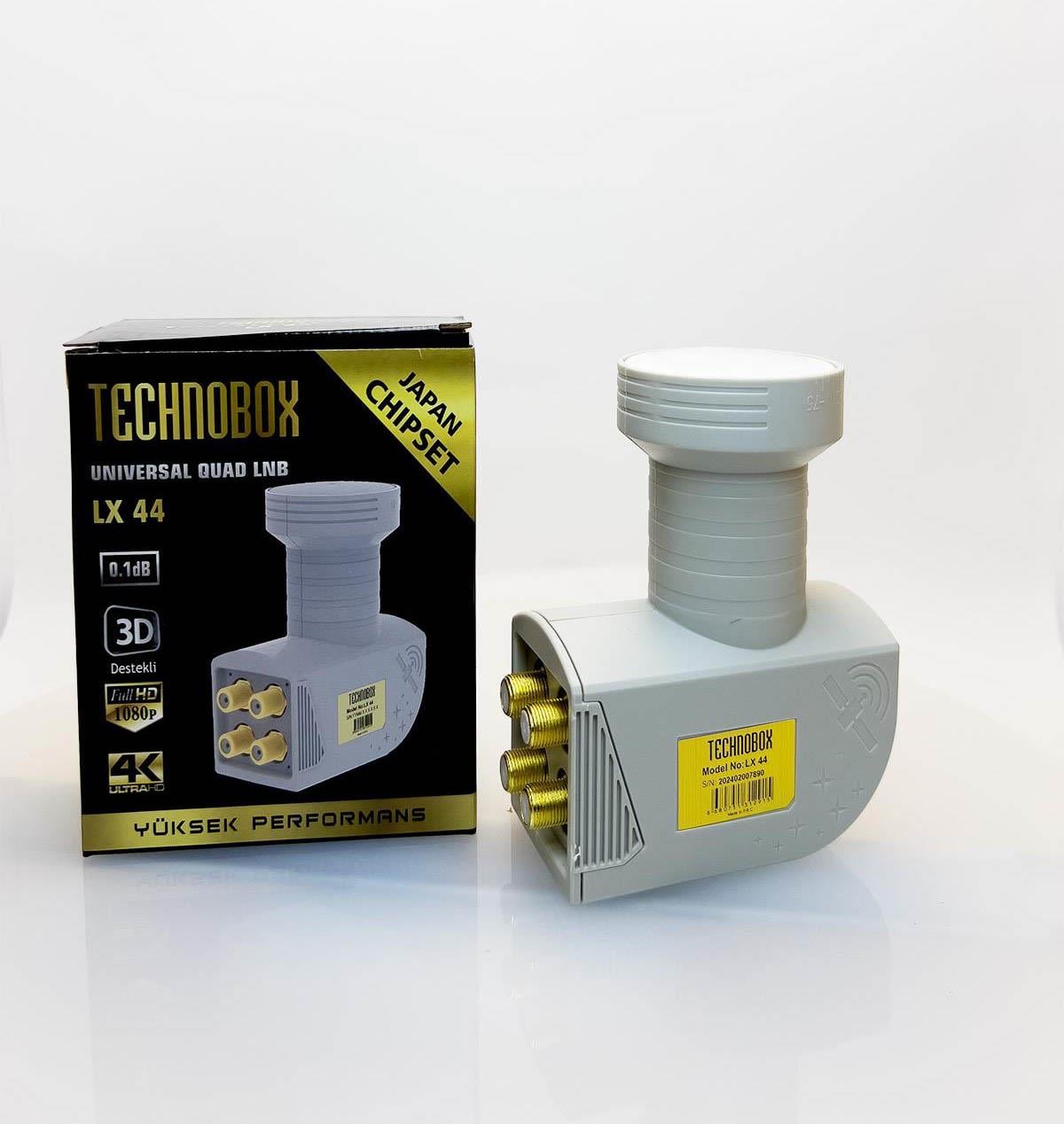 Technobox LX-44 Universal Quad Dörtlü Lnb Japan Chipset 3d Ve 4k Yayınlarına UygundurBağlantı Elemanları