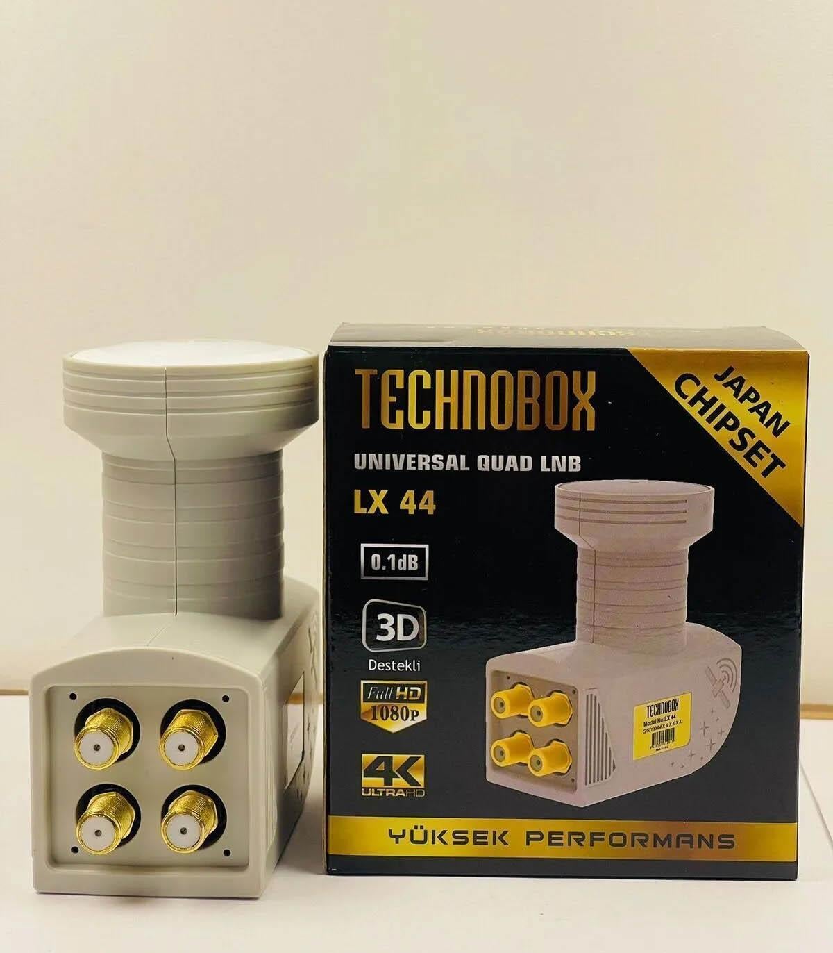 Technobox LX-44 Universal Quad Dörtlü Lnb Japan Chipset 3d Ve 4k Yayınlarına UygundurBağlantı Elemanları